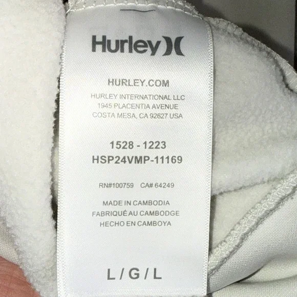 Hurley Sweatshirt Mens Large Cream Beige Crewneck Fleece Retro Surfer Pullover - Picture 10 of 10